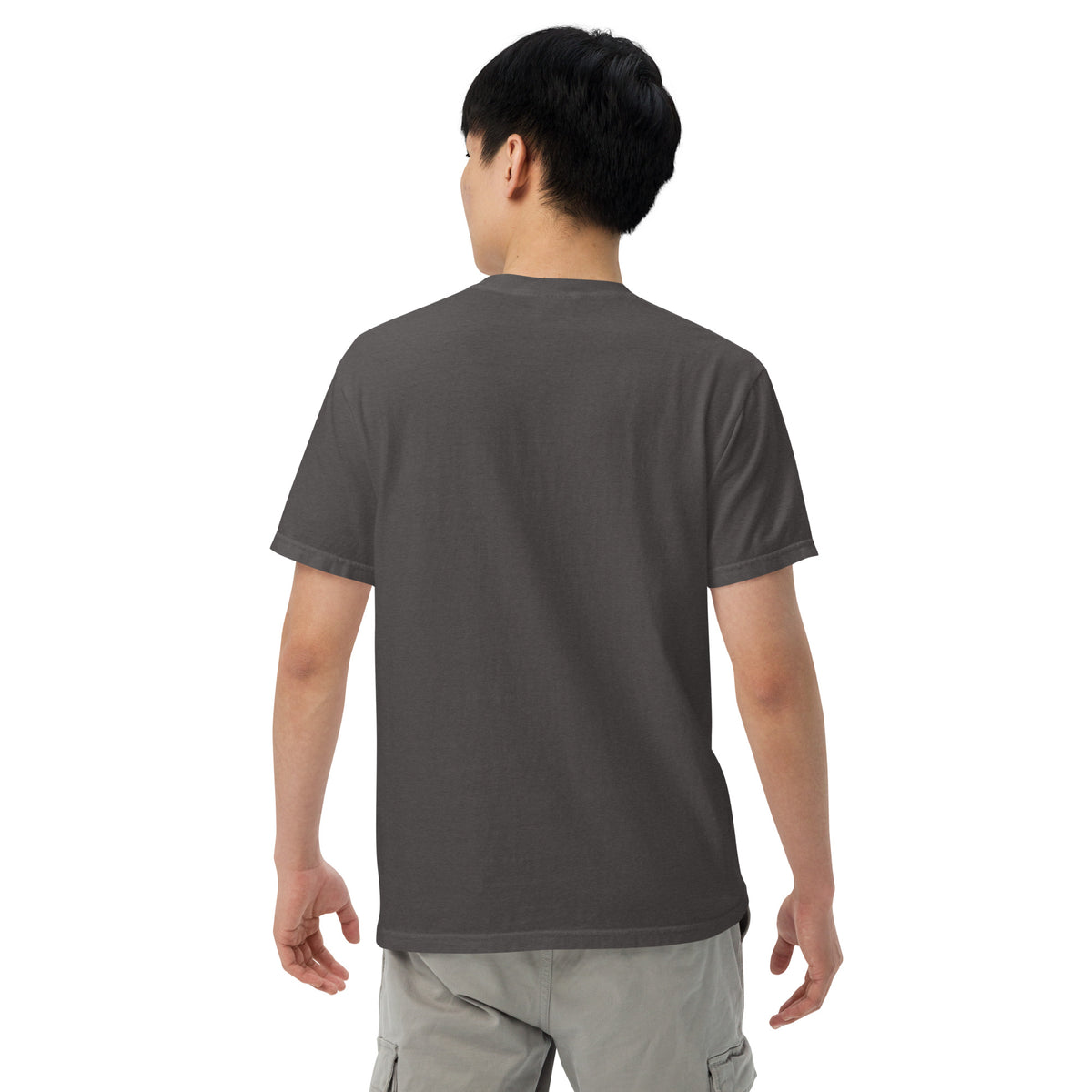 Back view of SSC NJ Collegiate Graphite heavyweight tee with a clean back