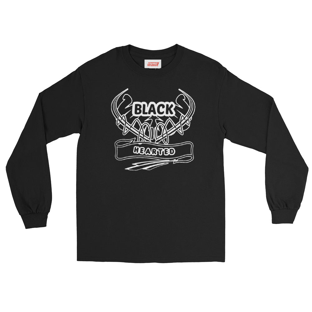 Black Hearted Men’s Long Sleeve Shirt - Swag Spot Clothing Co