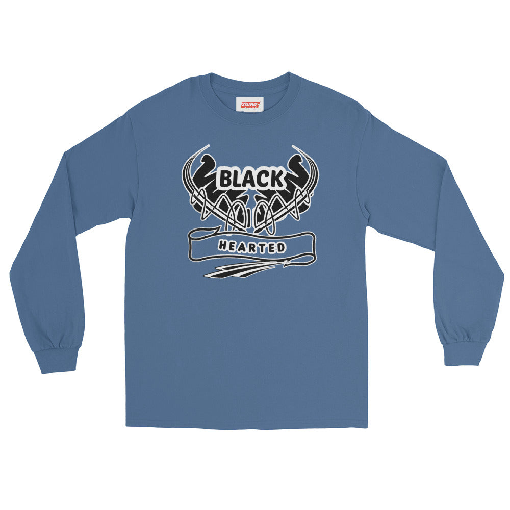 Black Hearted Men’s Long Sleeve Shirt - Swag Spot Clothing Co