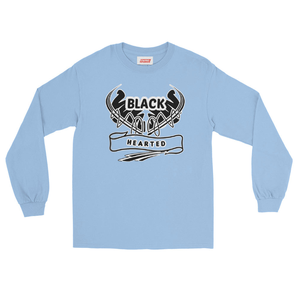 Black Hearted Men’s Long Sleeve Shirt - Swag Spot Clothing Co