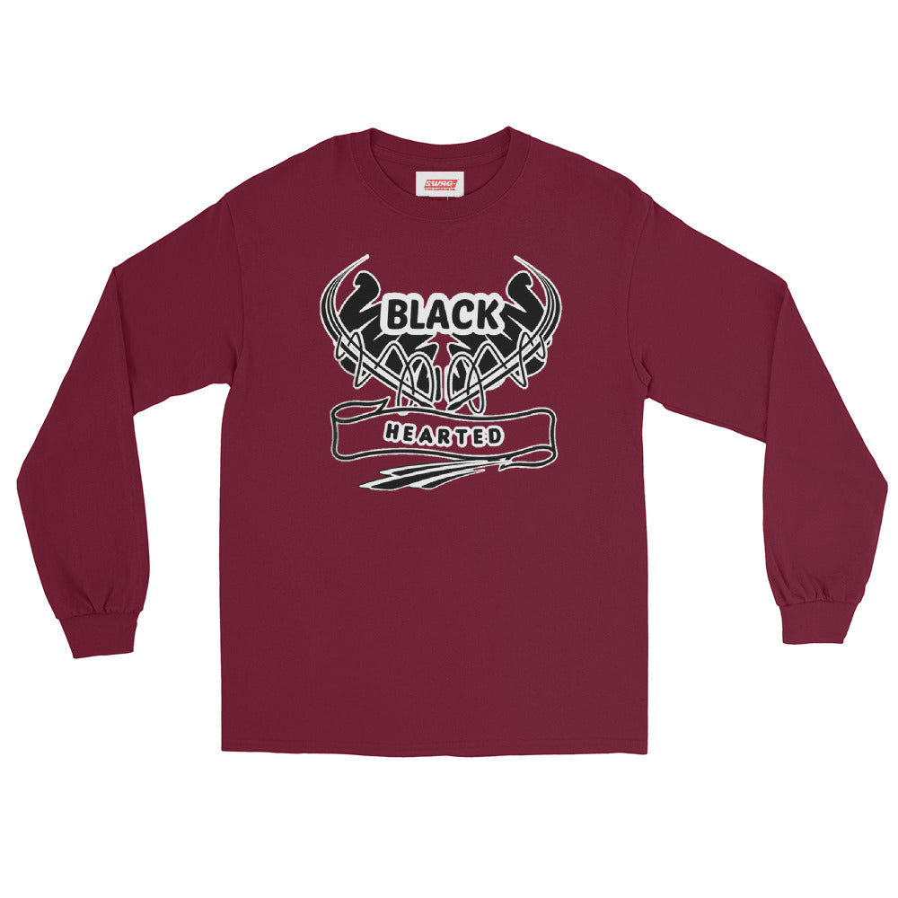 Black Hearted Men’s Long Sleeve Shirt - Swag Spot Clothing Co