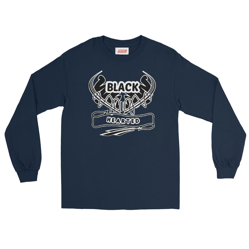 Black Hearted Men’s Long Sleeve Shirt - Swag Spot Clothing Co