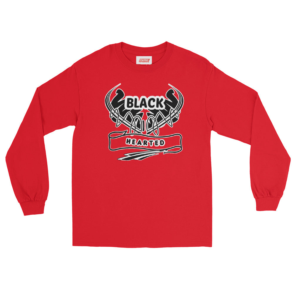 Black Hearted Men’s Long Sleeve Shirt - Swag Spot Clothing Co