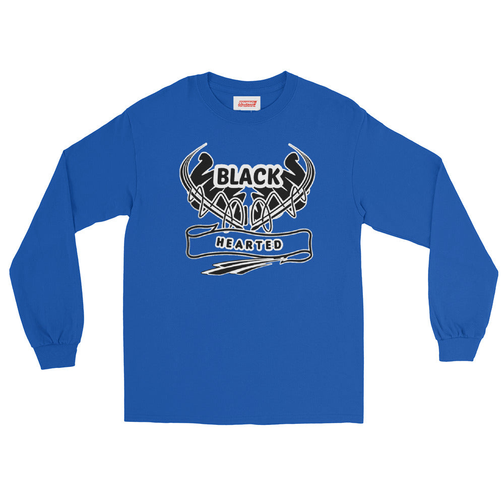 Black Hearted Men’s Long Sleeve Shirt - Swag Spot Clothing Co