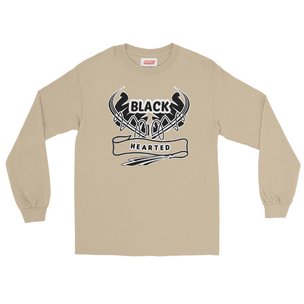 Black Hearted Men’s Long Sleeve Shirt - Swag Spot Clothing Co