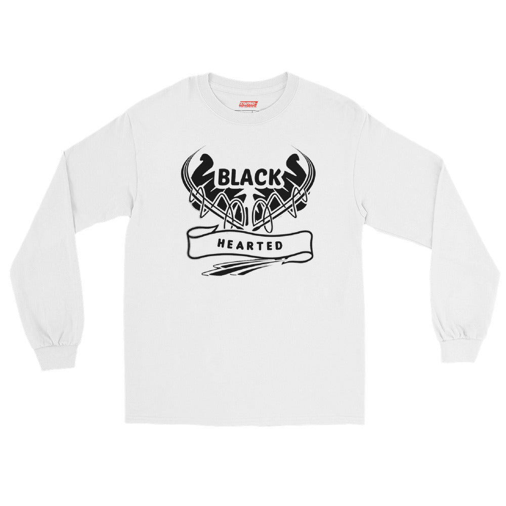 Black Hearted Men’s Long Sleeve Shirt - Swag Spot Clothing Co