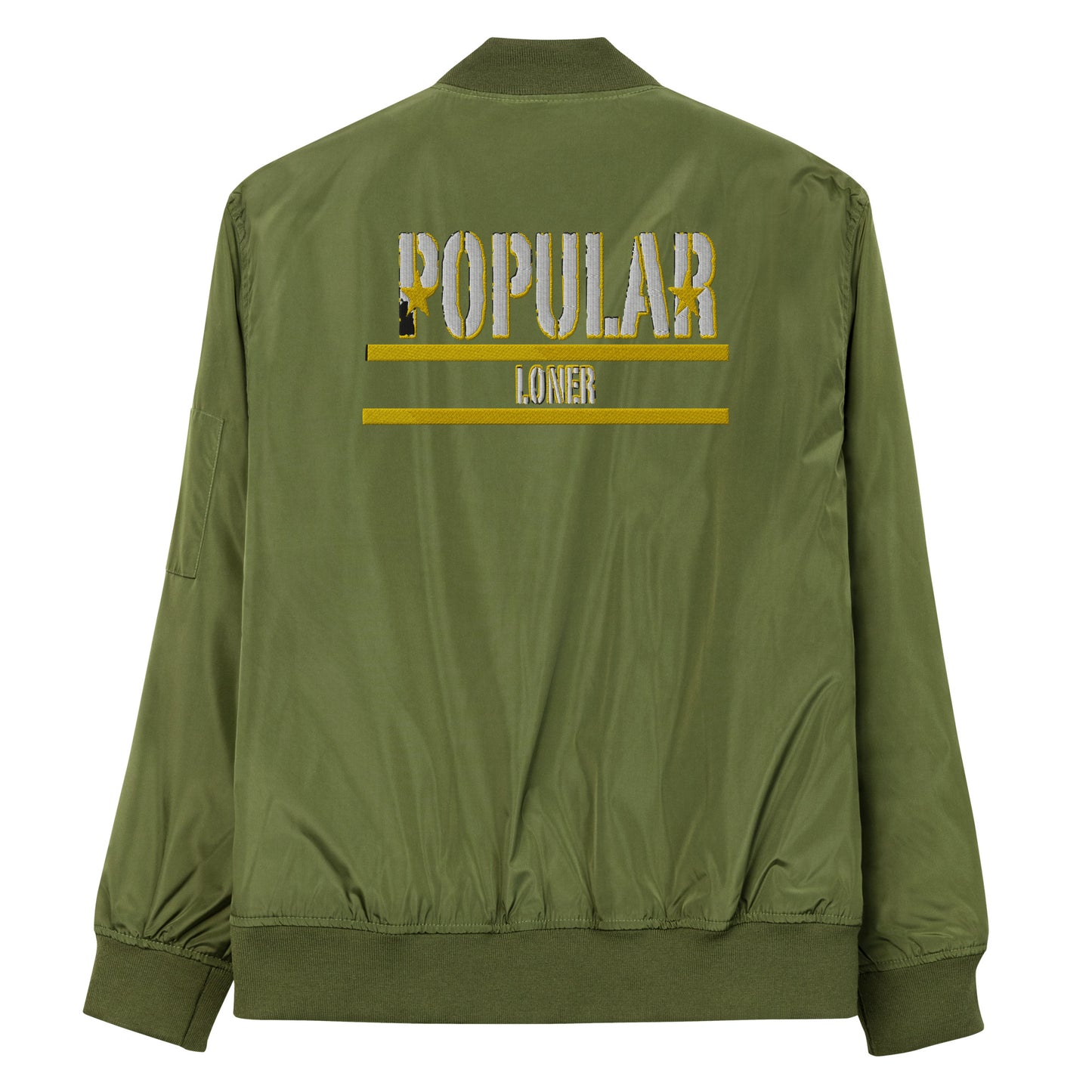 Popular Loner Skull Embroidered Premium recycled bomber jacket - Swag Spot Clothing Co