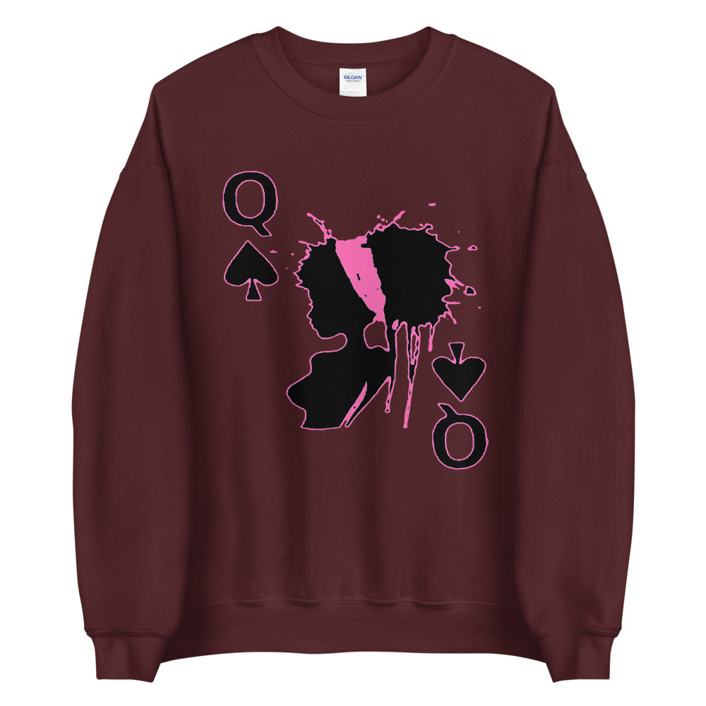 Queen of Spades Pink Unisex Adult Sweatshirt - Swag Spot Clothing Co