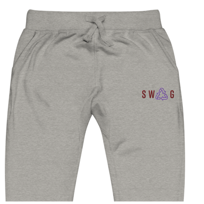 Gray SSC Recycled Logo Embroidered Sweatsuit – Carbon Grey, waist and embroidery detail.
