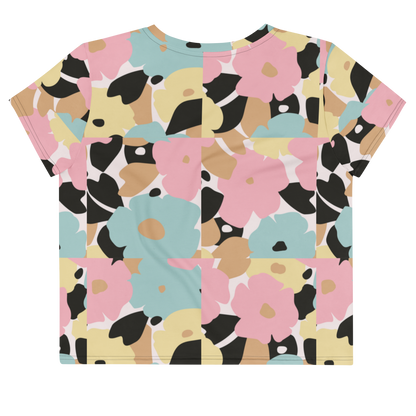 Multicolor pastel-camouflage SSC Pastel Camo Crop Tee, back view.
