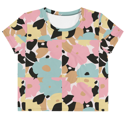 Multicolor pastel-camouflage SSC Pastel Camo Crop Tee, front view.