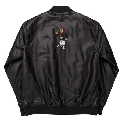 Swag Lion Embroidered Unisex Leather Bomber Jacket