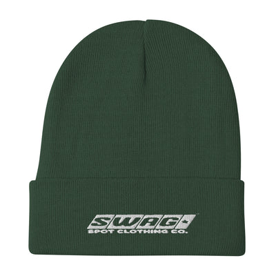 Swag Spot Classic Logo White Embroidered Beanie
