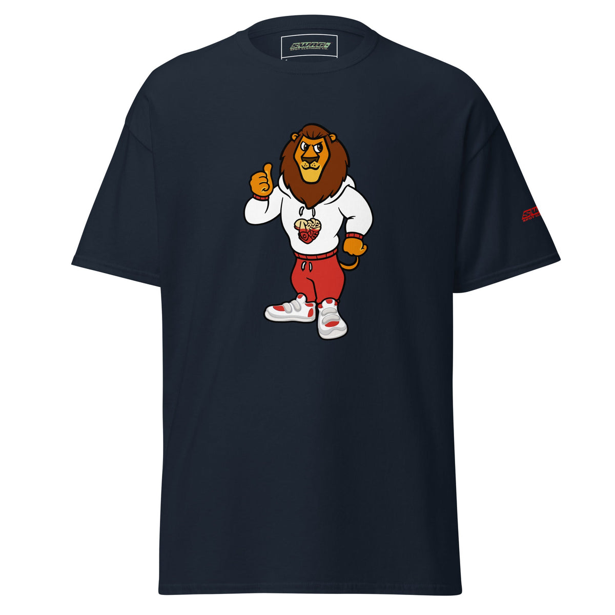 Navy SSC Swag Lion Graphic T-Shirt, front view.