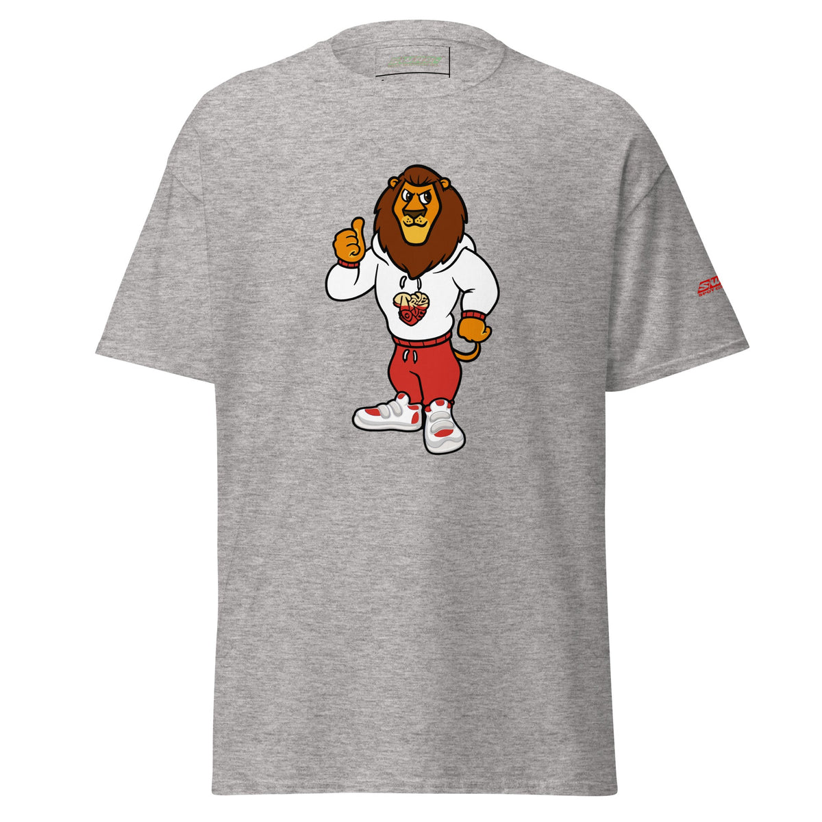 Gray SSC Swag Lion Graphic T-Shirt, front view.