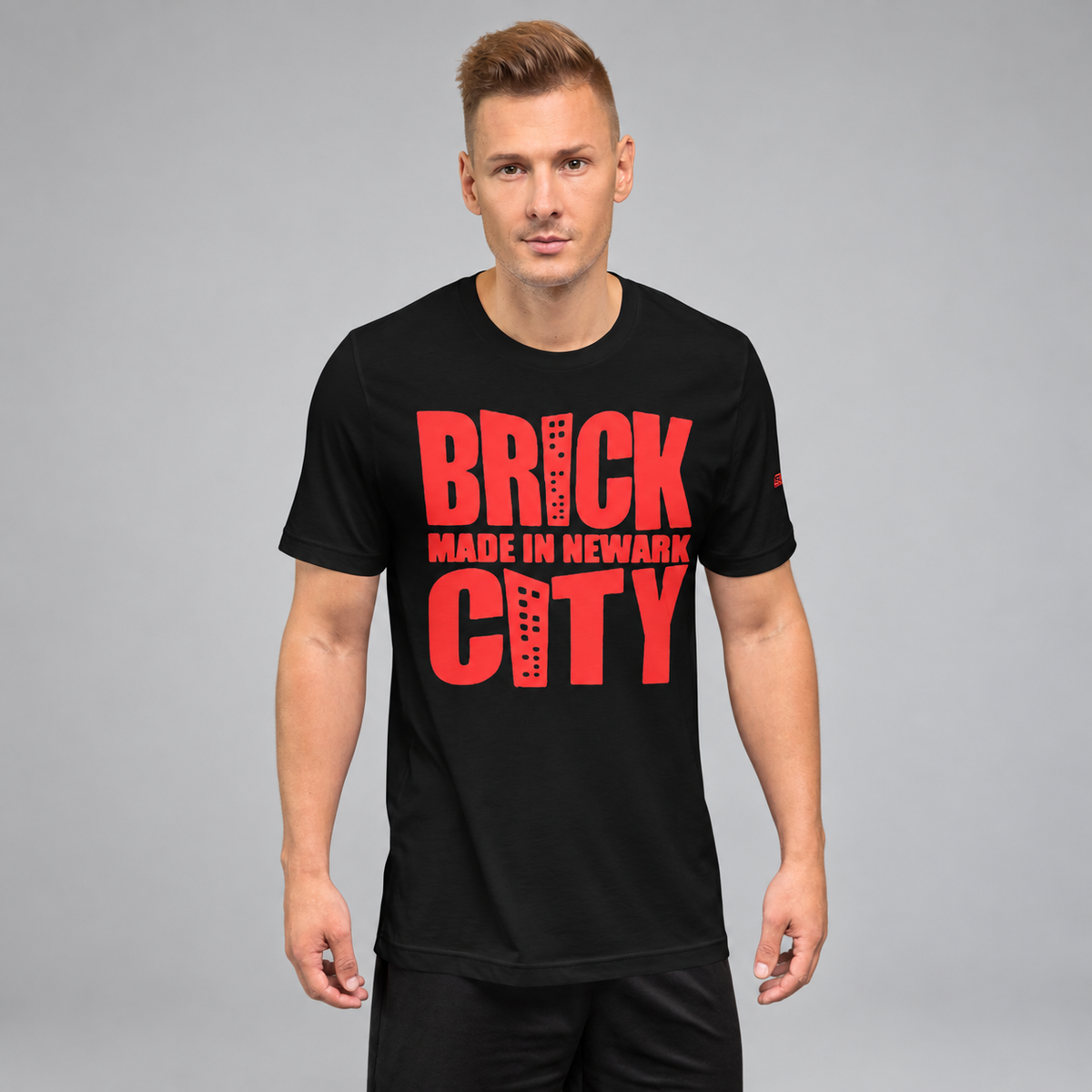 SSC Brick City Made T-Shirt – Red Print on a neutral studio background