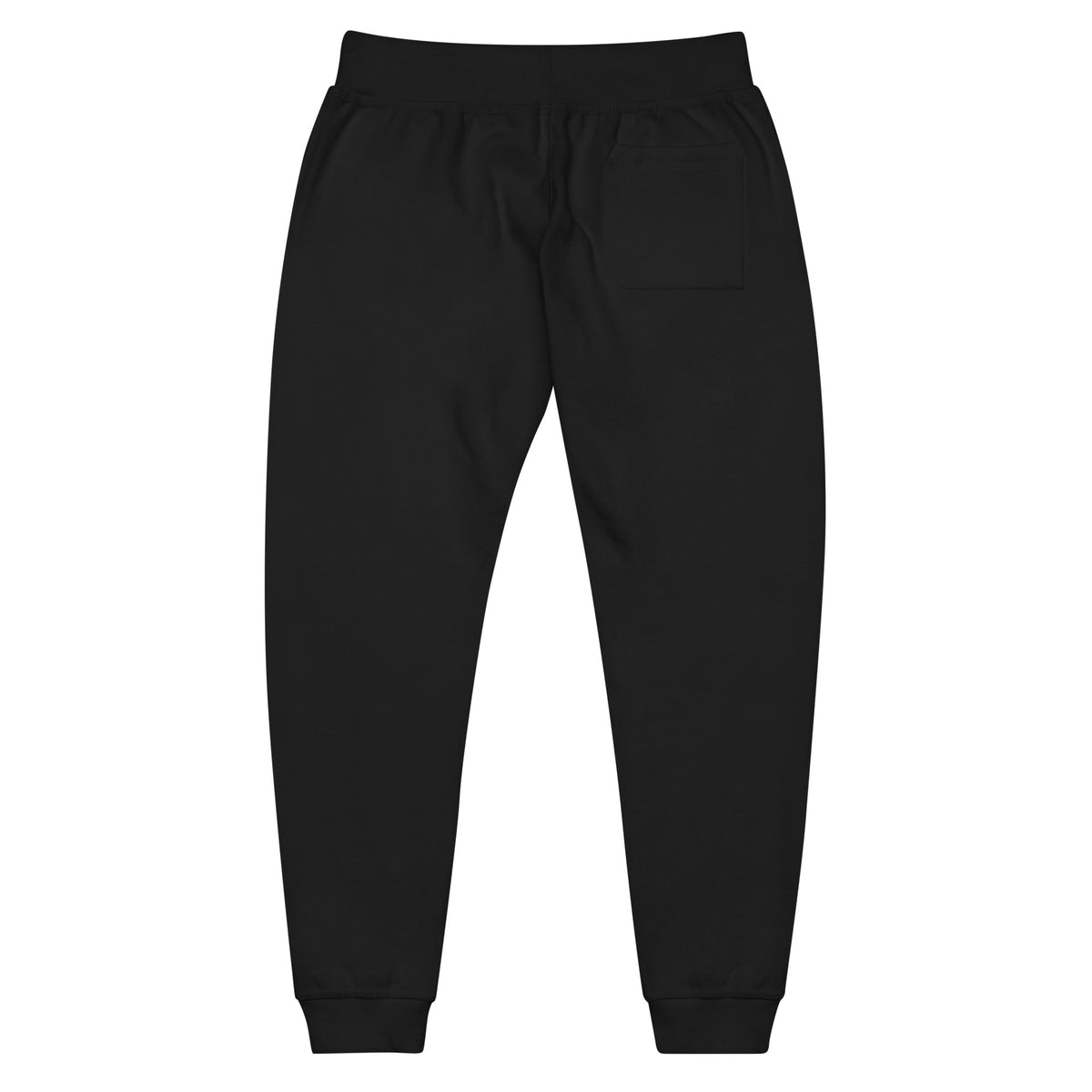 Back view of SSC Signature Black / Red Fleece Joggers with a clean back and rear-right pocket