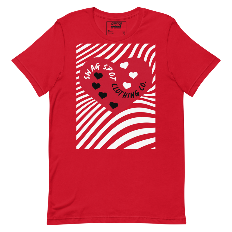 Swirling Hearts Red Print Unisex t-shirt