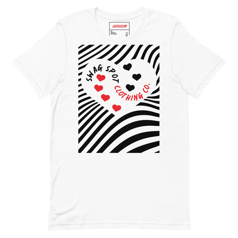 Swirling Hearts White Print Unisex t-shirt