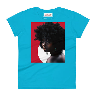 Cristal Print Afro Women's short sleeve t-shirt Caribbean blue