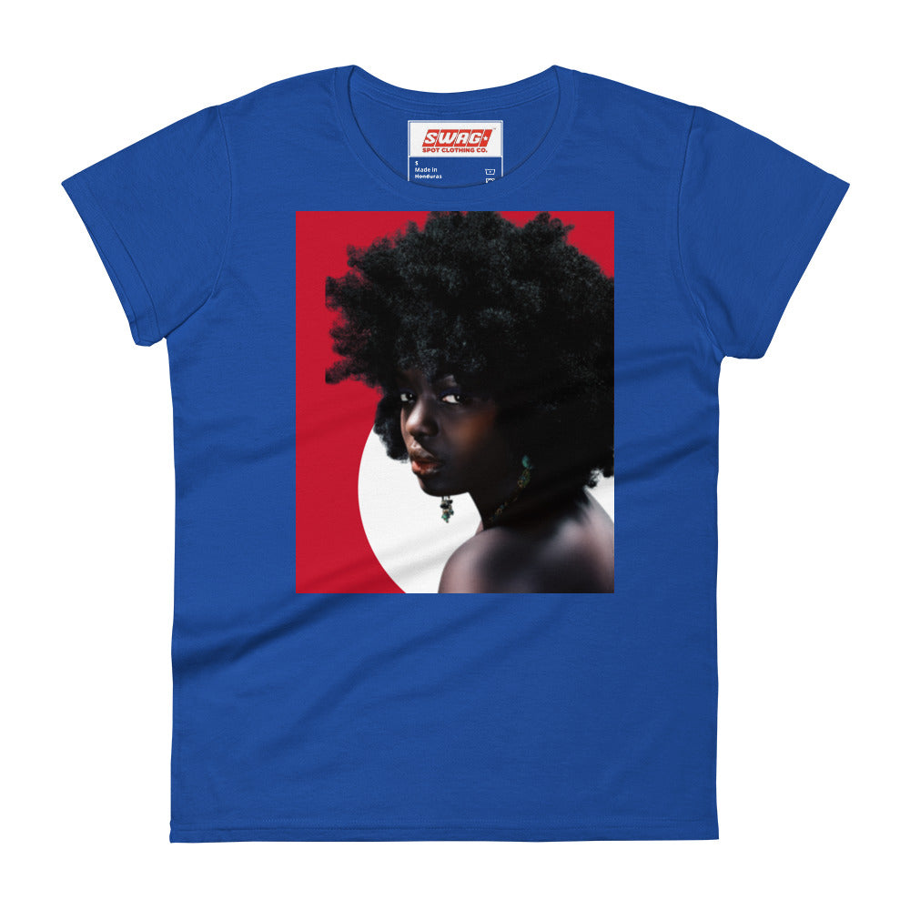 Cristal Print Afro Women's short sleeve t-shirt royal blue