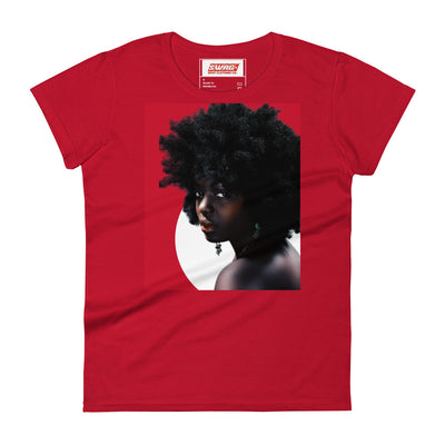 Cristal Print Afro Women's short sleeve t-shirt true red