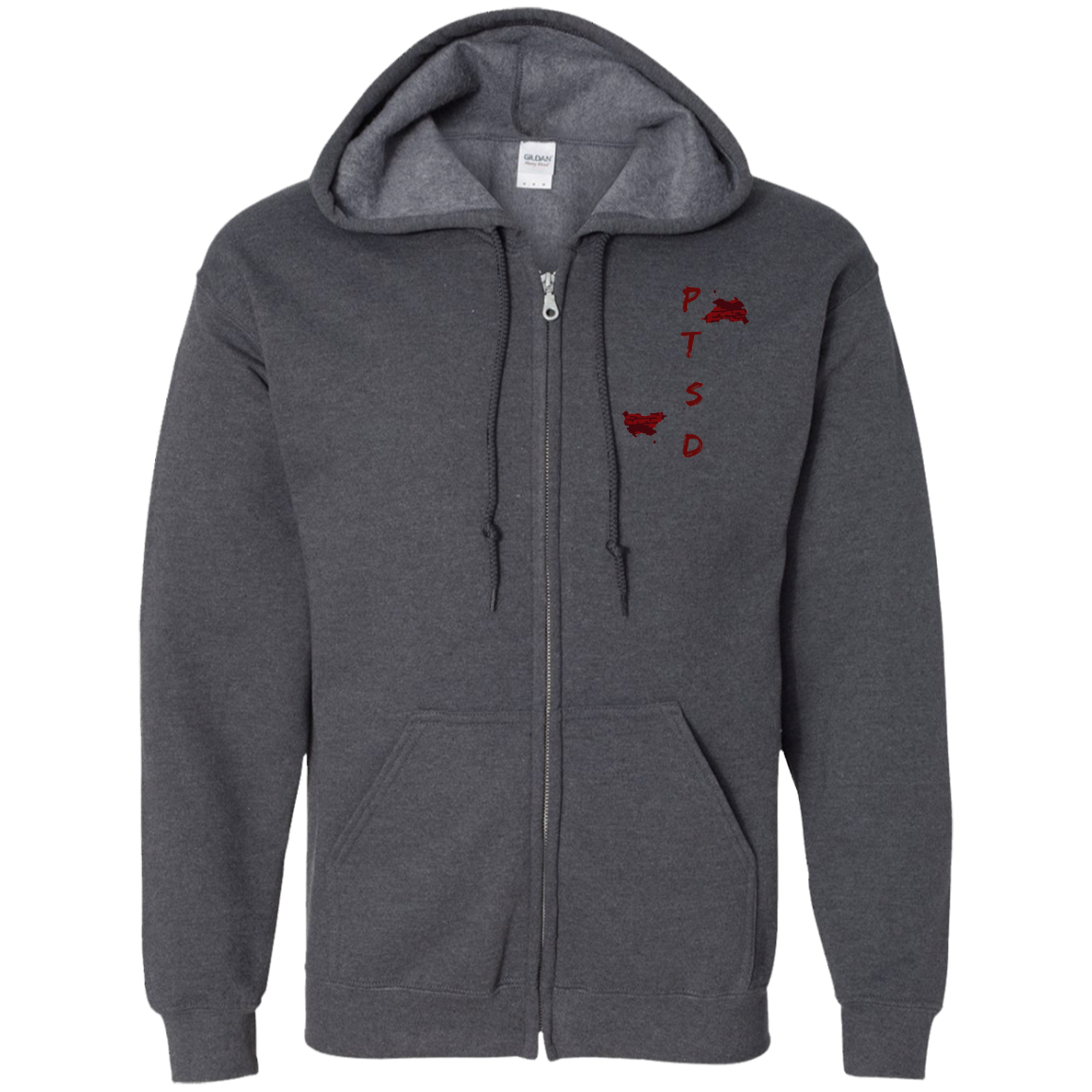 PTSD by Wisam UNISEX EMBROIDERED Zip Up Hoodie - Swag Spot Clothing Co
