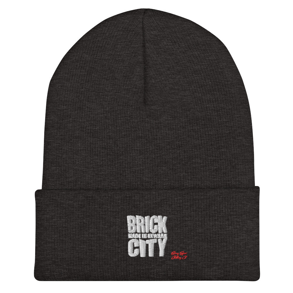 Brick City Made Embroidered Cuffed Beanie w/white Stitching - Swag Spot Clothing Co