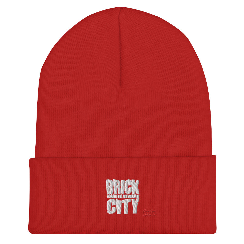 Brick City Made Embroidered Cuffed Beanie w/white Stitching - Swag Spot Clothing Co