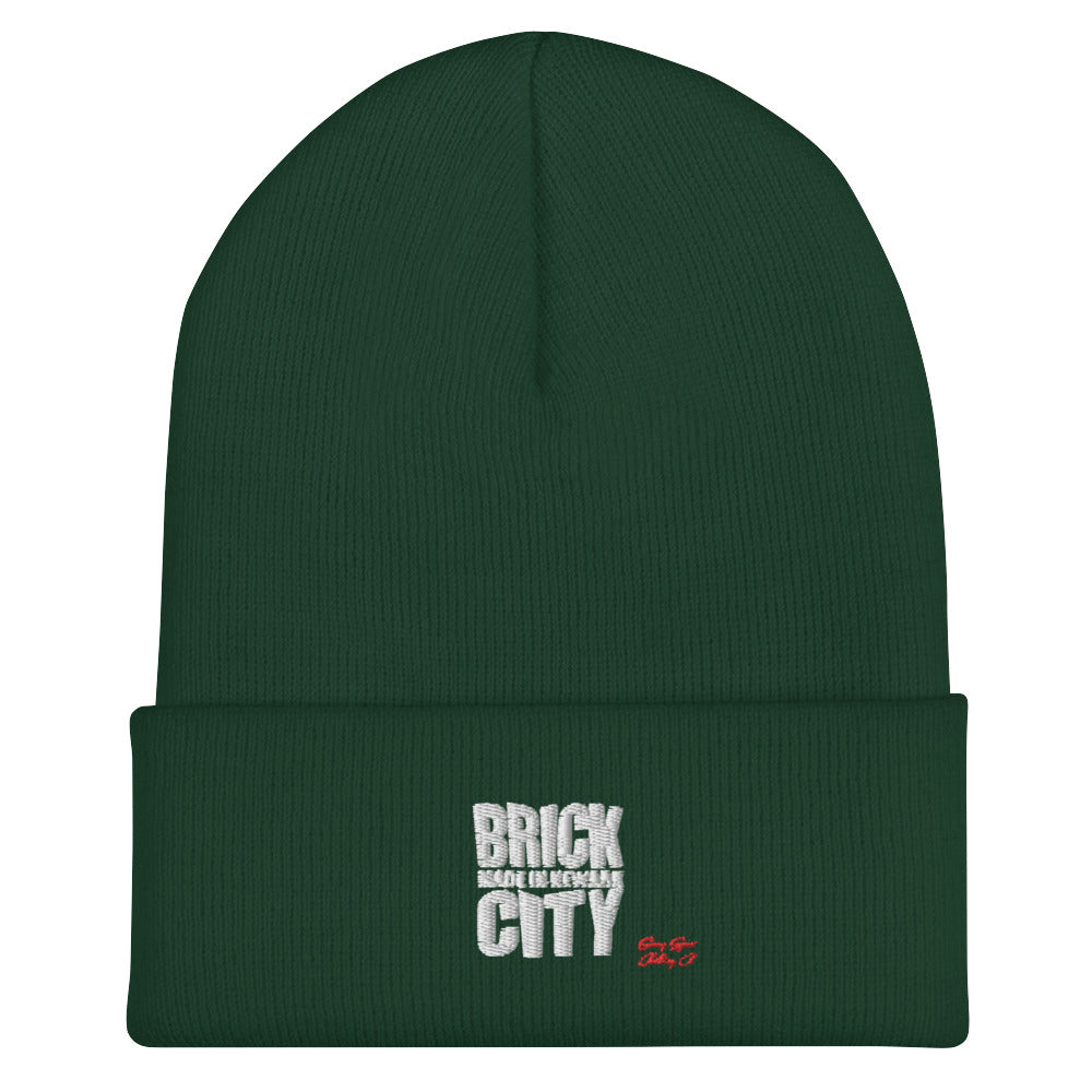Brick City Made Embroidered Cuffed Beanie w/white Stitching - Swag Spot Clothing Co