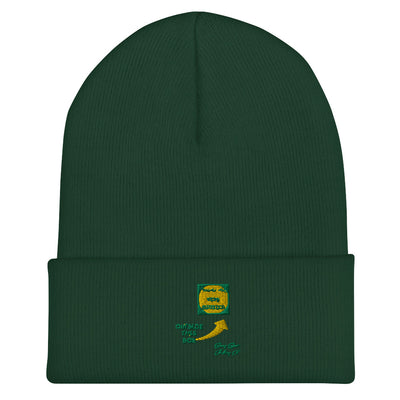 Outside of the Box Embroidered Cuffed Beanie w Green & Yellow Stiching - Swag Spot Clothing Co