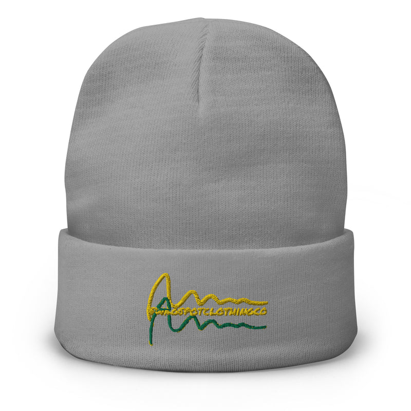 Swag Spot Clothing Co Signature Embroidered Beanie w/Green & Yellow Stitch