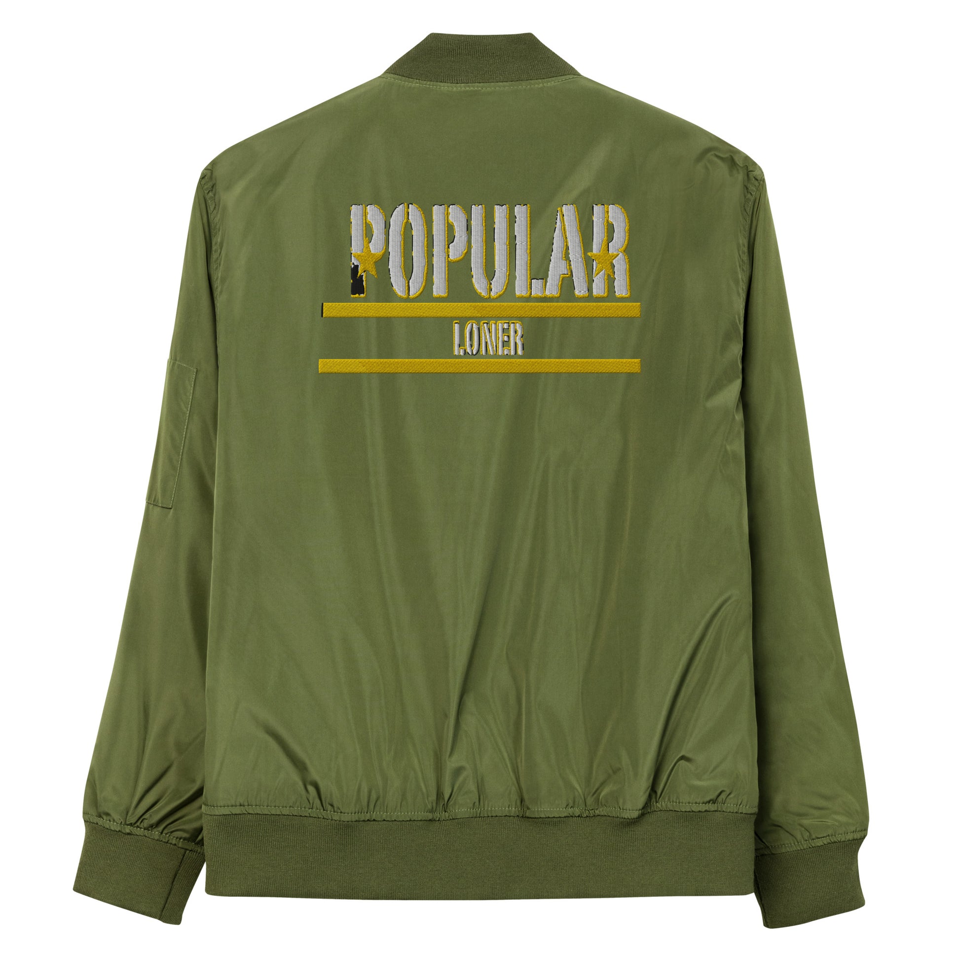 Popular Loner Skull Embroidered Premium recycled bomber jacket - Swag Spot Clothing Co