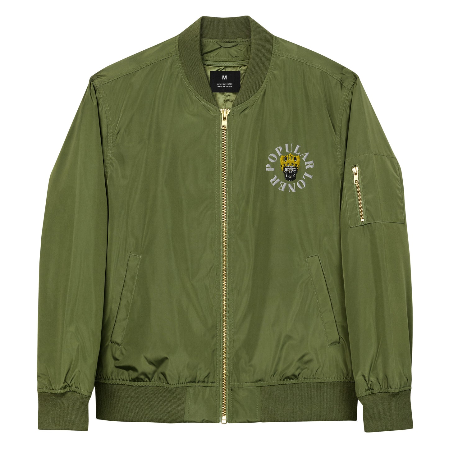 Popular Loner Skull Embroidered Premium recycled bomber jacket - Swag Spot Clothing Co